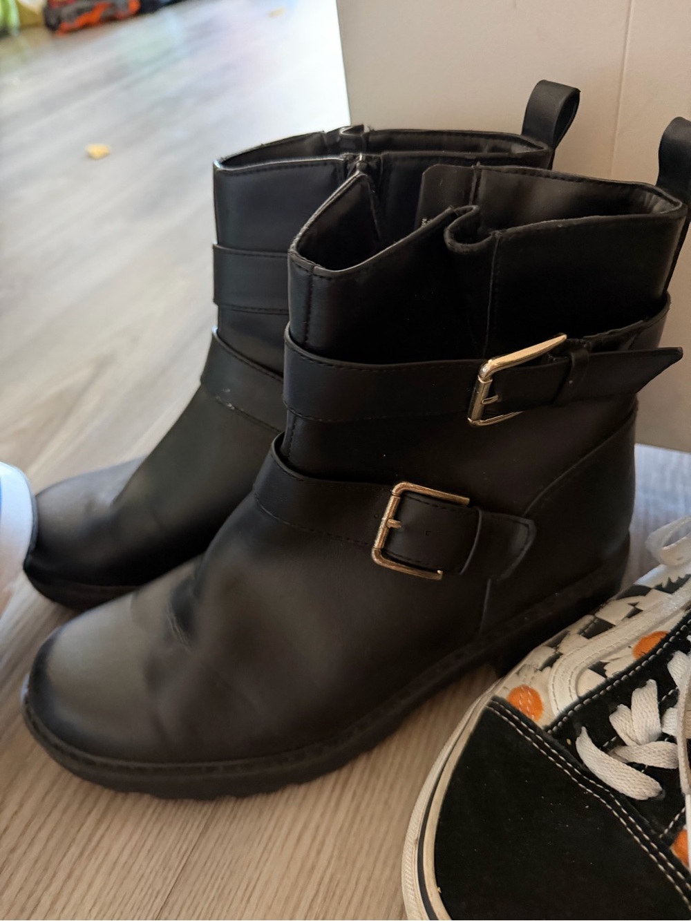 Black Buckle Ankle Boots